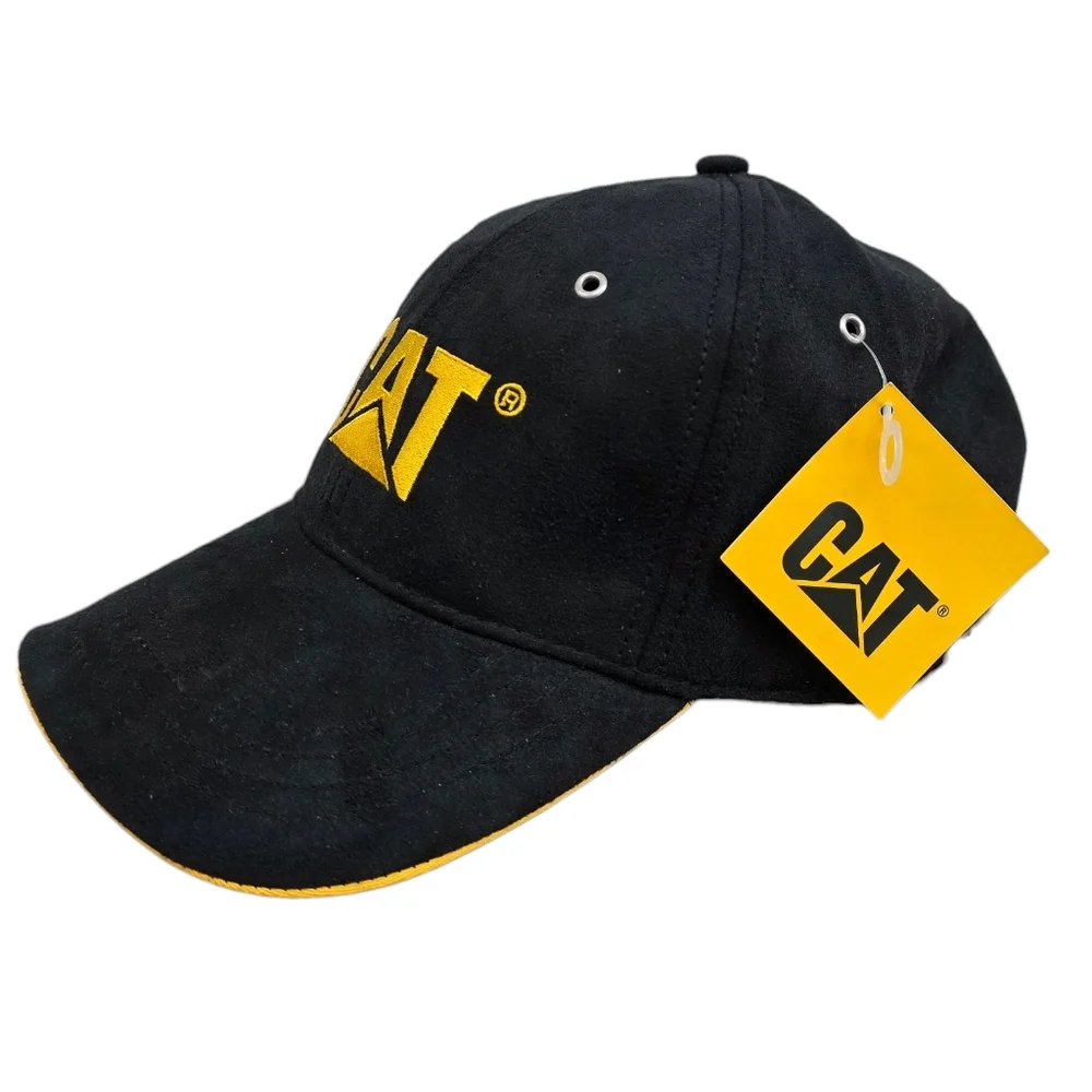 NWT Tucker Cat Hat Black Suede and Yellow Embroidered Logo Cap - Cat